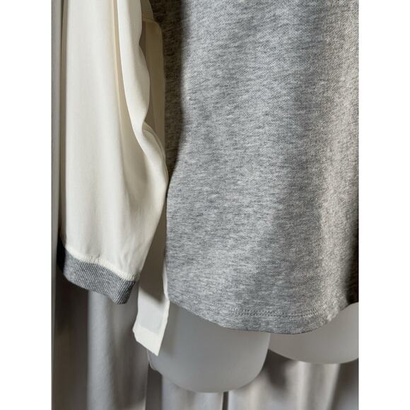 Ann Taylor LOFT Hi-Lo Media Sweatshirt, Gray & Ivory, Sz: S, 73-71 - Picture 2 of 14